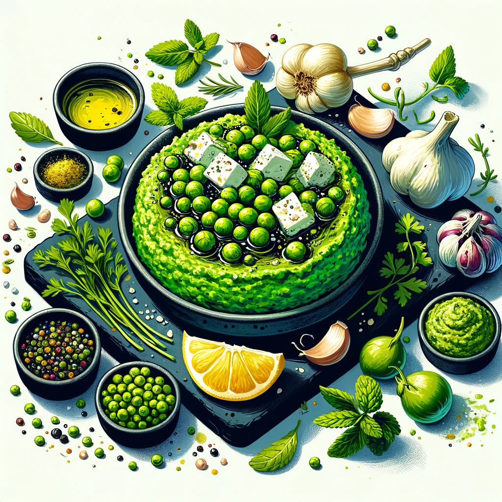 Pea Spread with Smoky Marinated Feta: A Neom Delight