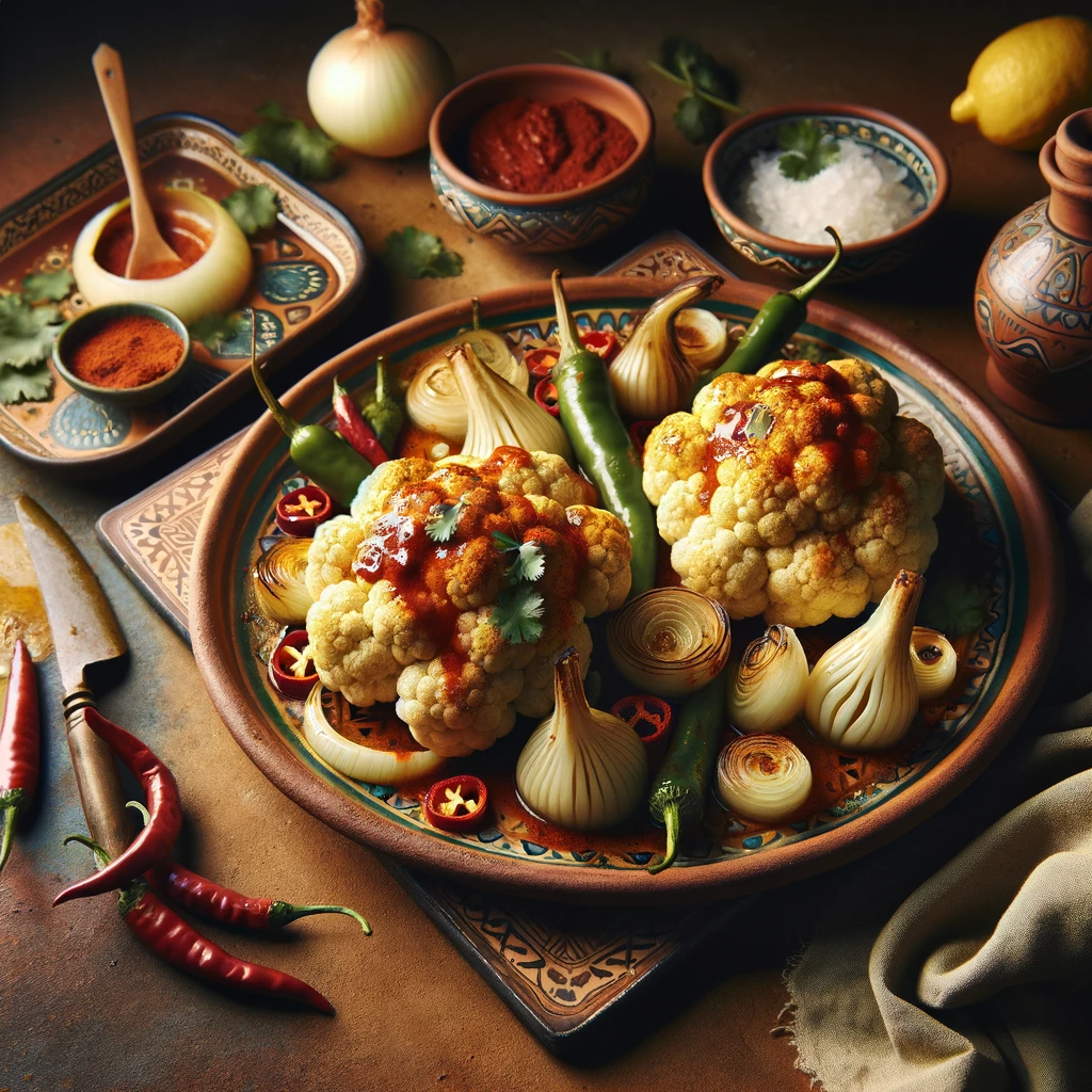 A Culinary Delight: Roasted Cauliflower with Harissa Chili Oil in Neom City
