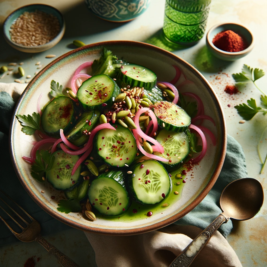 Smacked Cucumber Salad With Sumac Pickled Onions: A Fresh Delight in Neom City